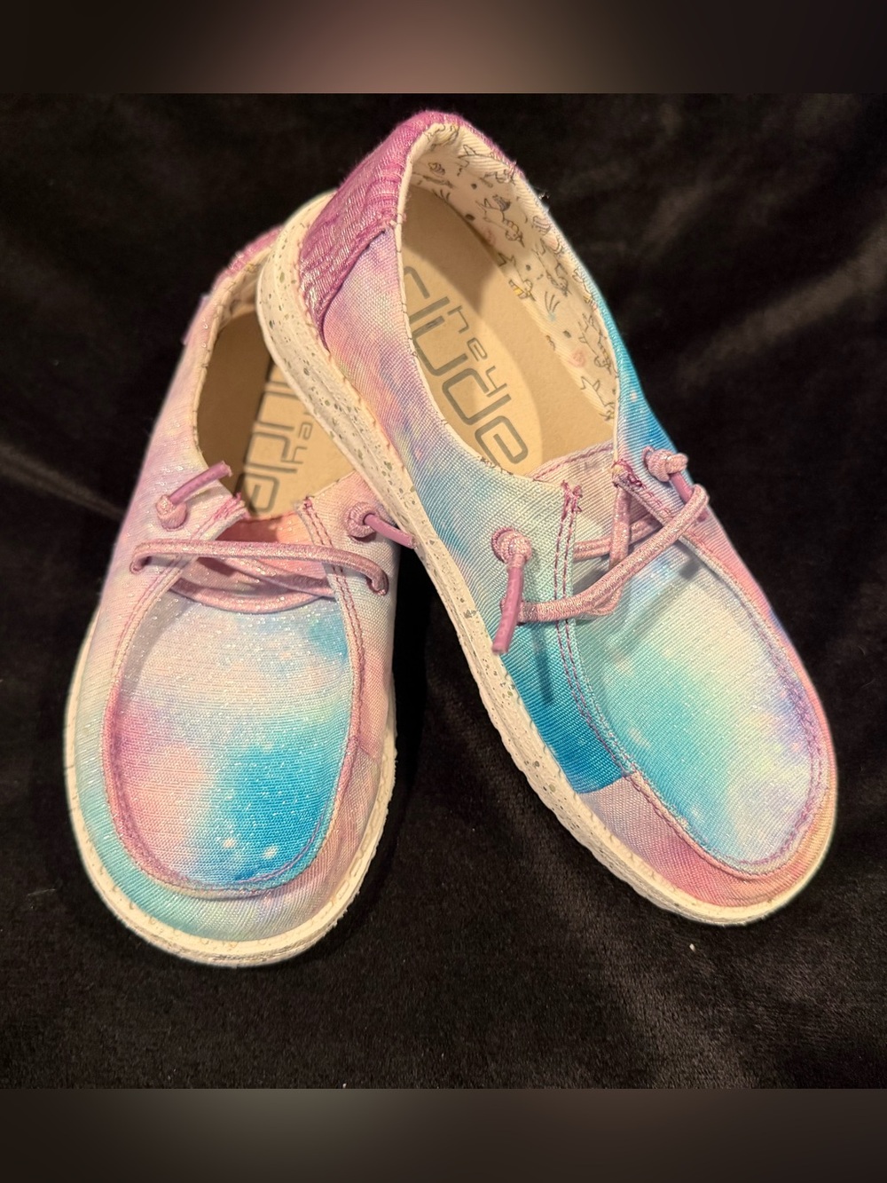 Hey Dude Kids Tie-Dye Slip-On Moccasins - Pastel Pink & Blue